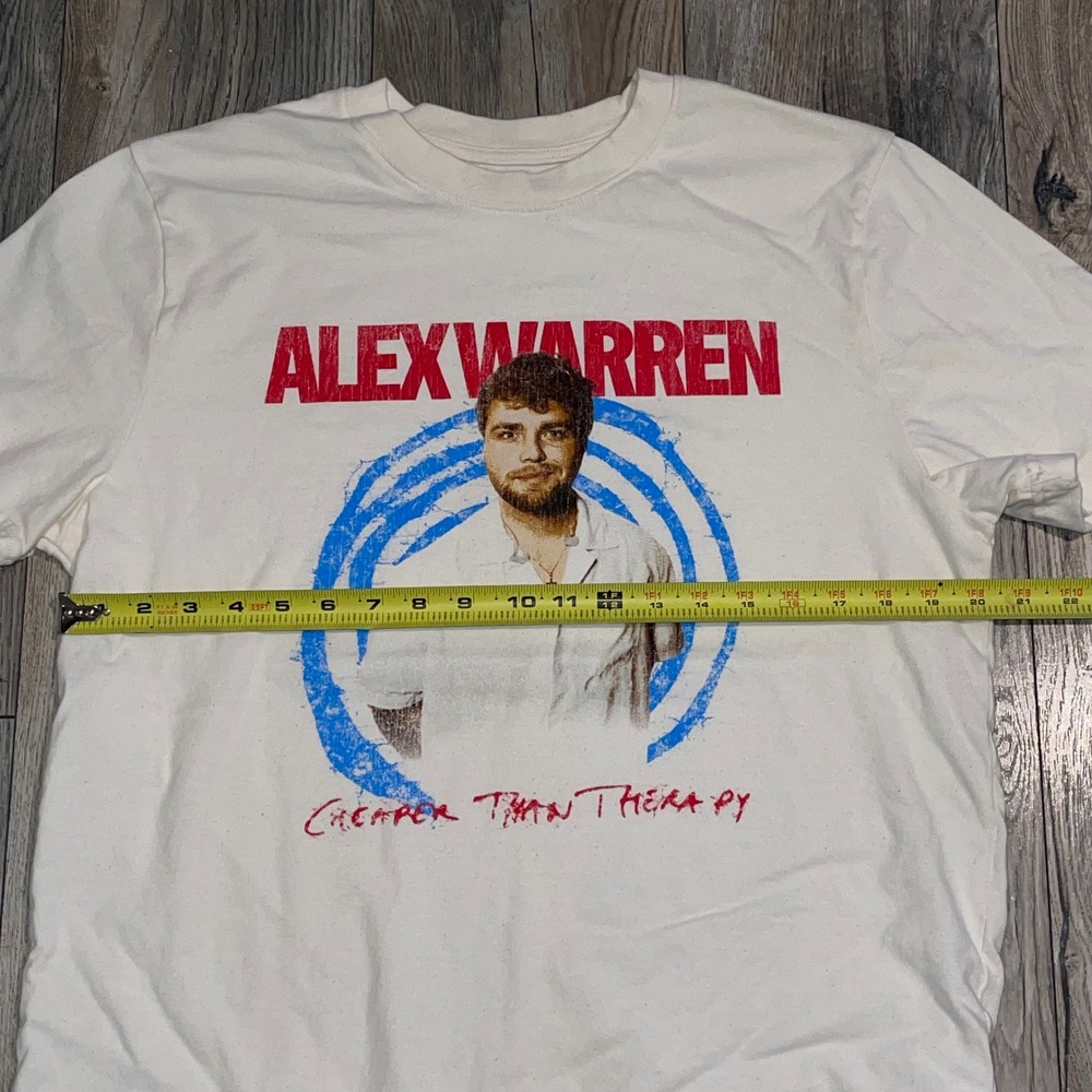 Alex Warren Cheaper Than Therapy Tour T-Shirt Mens Medium Cream Concert Graphic - Picture 4 of 8